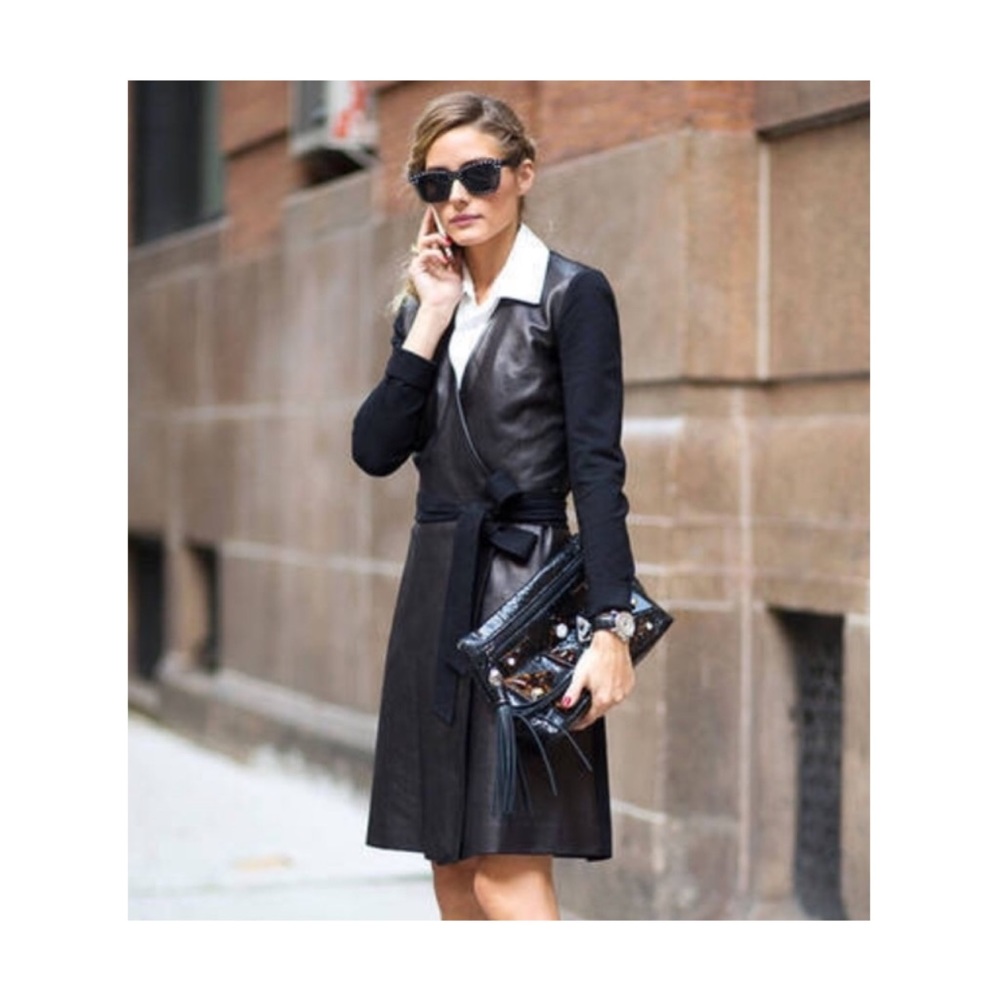 •Diane von Furstenberg leather wrap dress•